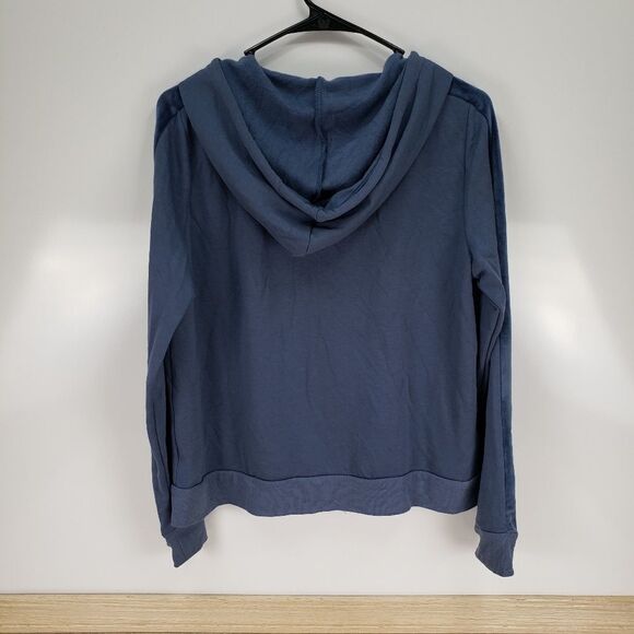 HIPPIE ROSE Jr's BLUE VELVET-STRIPE ZIP-UP HOODIE - Picture 5 of 8